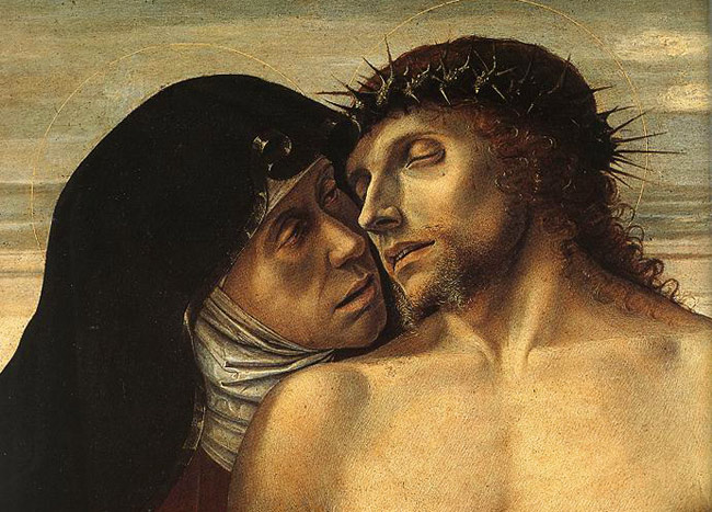 Photo:  Giovanni Bellini, Dead Christ Supported by the Madonna and St John (Pietà), detail, 1460